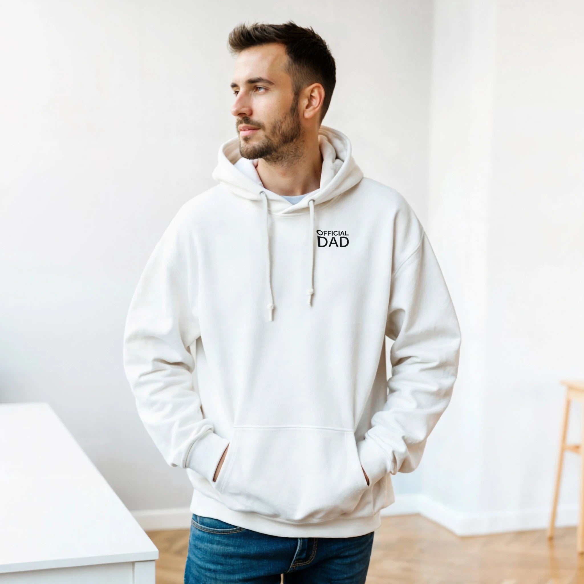 Official Dad Hoodie white close up logo print