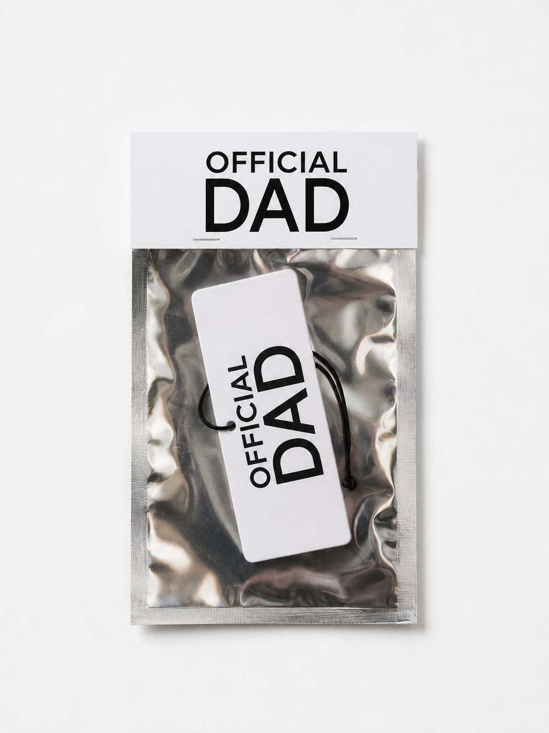 Official Dad Air Freshener hanging from rear view mirror