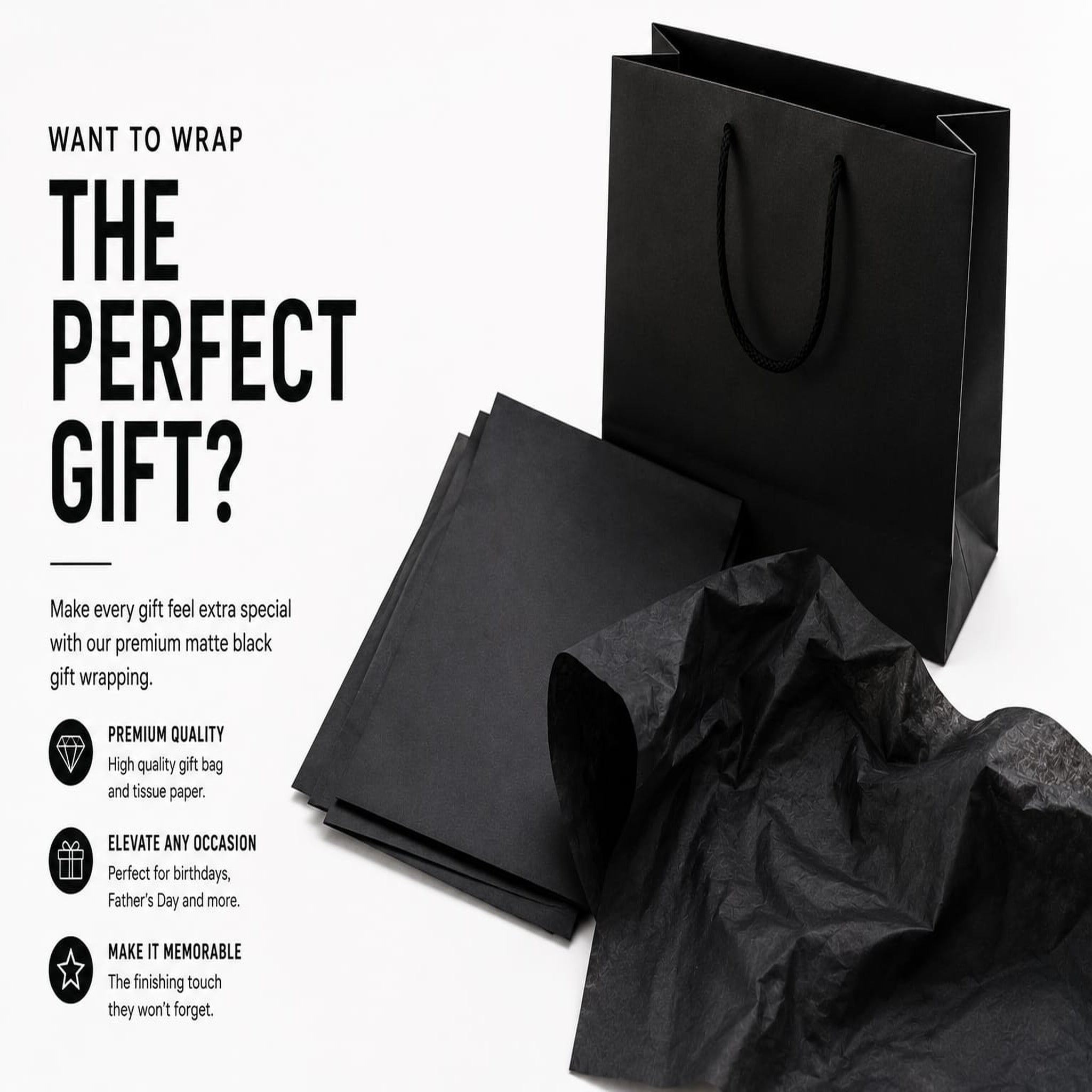 Official Dad premium gift wrapping black bag and tissue paper